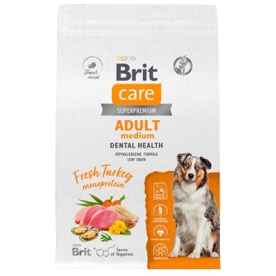 Brit Care Adult Сухой корм для собак средних пород, с индейкой, 3 кг
