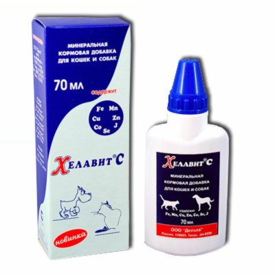 Витамины и добавки Юпитер Хелавит С, (минеральная кормовая добавка для собак и кошек) (70 мл)