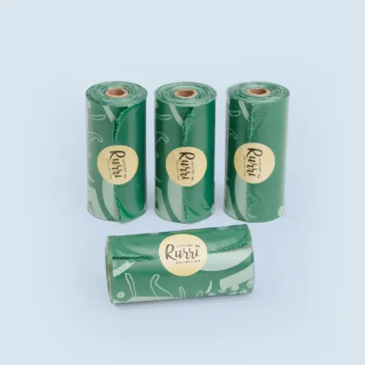 RURRI Пакеты биоразлагаемые из кукурузного волокна для уборки за собаками, 4 рулона по 15 шт.