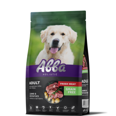 АВВА Grain Free Сухой корм беззерновой для взрослых собак всех пород, с ягнёнком и картофелем, 3 кг