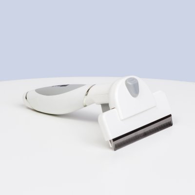 HiPet Расческа-триммер со съемным блоком для кошек и собак, 15х10,5х6 см, серо-белый