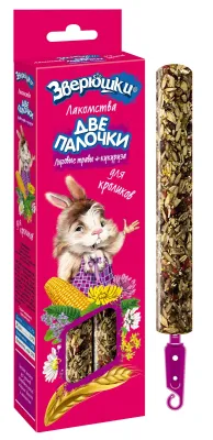 Зоомир Зверюшки Лакомство для кроликов Две палочки Луговые травы, кукуруза