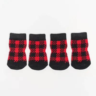 Petmax Носки в клетку для собак, XL, красно-черные