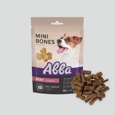 АВВА Лакомство Мини-косточки беззерновые с говядиной для собак, 60 гр.
