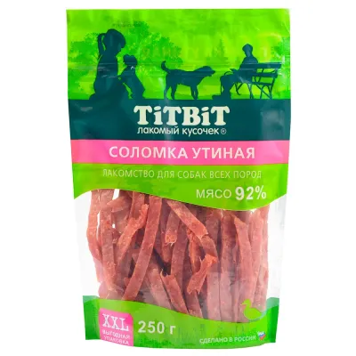 TiTBiT Лакомство Соломка утиная для собак, 250 гр.