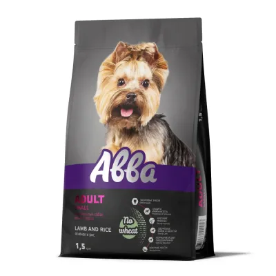 АВВА Adult Small Сухой корм для взрослых собак мелких пород, с ягненком и рисом, 1,5 кг