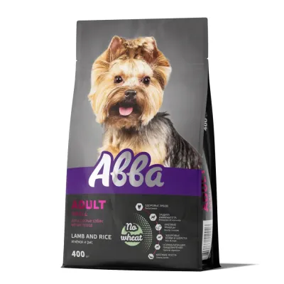 АВВА Adult Small Сухой корм для взрослых собак мелких пород, с ягненком и рисом, 400 гр.