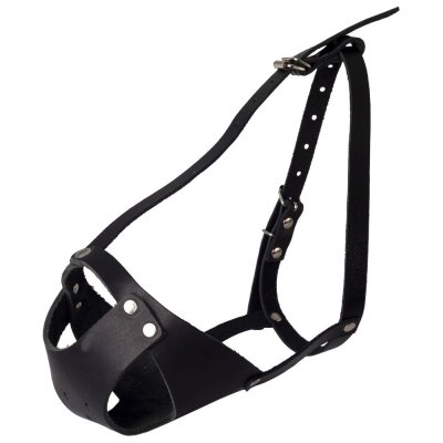 Намордник для собак КАСКАД для мелких пород (фран.бульдог), кожаный цельнокроеный обхват шеи 50-60см