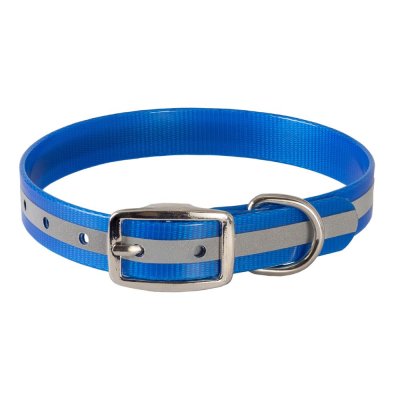 Ошейник для собак КАСКАД из биотана со светоотражающей полосой шир. 20мм, обх. шеи. 30-40см, синий