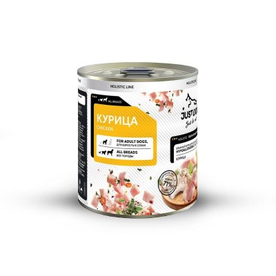 Just Dog Holistic влажный корм для собак, с КУРИЦЕЙ, тыквой, морковью и шпинатом, в консервах - 340 г (12 шт)