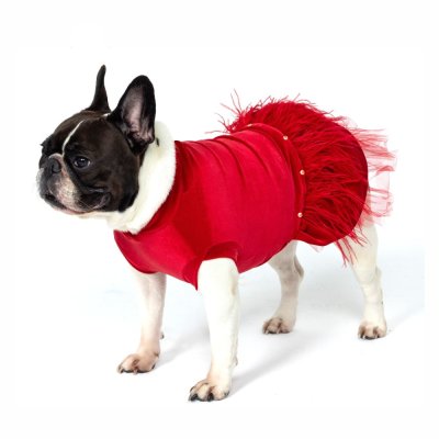 Платье для собак FORBULLDOGY Нарядное Рост Maxi размер S DR-2 (Дл.спинки с юбкой 51см, цвет красный)