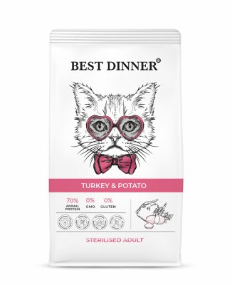 Сухие корма Best Dinner Сухой корм для кастрированных и стерилизованных кошек с Индейкой и картофелем (400 г)