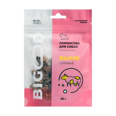 BIGOOD Лакомство Вымя говяжье для собак, 50 гр.