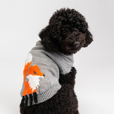 Petmax Свитер с лисой для кошек и собак, L, серый