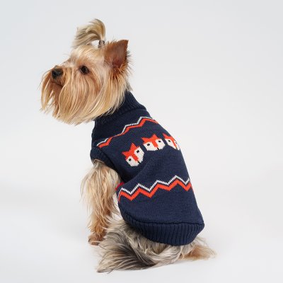 Petmax Свитер с лисами для кошек и собак, M, синий