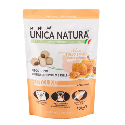 UNICA Natura Лакомство Печенье с мясом курицы и медом для собак, 300 гр.