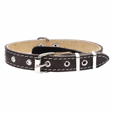 Ошейники, шлейки Yami Yami амуниция Ошейник кожаный черный, 2 слоя, язычок (45-60 см)