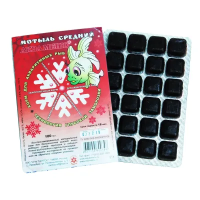 Aqua Menu Быстрозамороженный корм для аквариумных рыб Мотыль средний, 100 мл