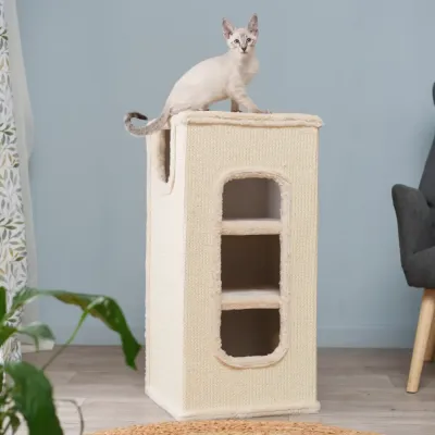 Petmax Дом-когтеточка (40х40х78 см) четырехуровневый для кошек