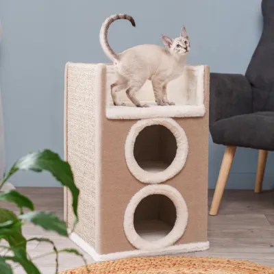 Petmax Дом-когтеточка (40х40х65 см) трехуровневый для кошек