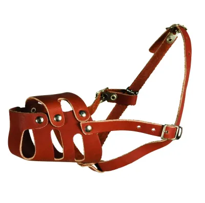 Каскад Намордник для собак цельнокроеный из кожи № 4, размеры 10, 10 и 12 см