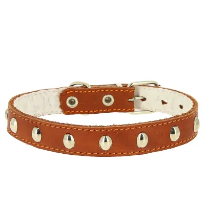 Каскад Ошейник кожаный для собак, обхват шеи 50-64 см, ширина 3,5 см, цвет в ассортименте