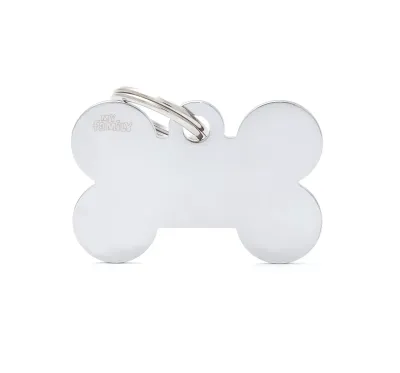 My family Адресник для собак большой Косточка Basic, хромированный