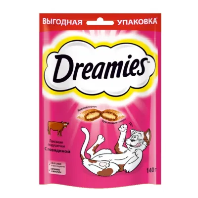 Dreamies Лакомство Подушечки с говядиной для кошек, 140 гр.