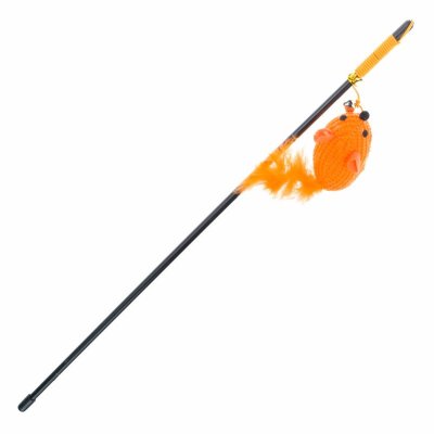 Petmax Игрушка для кошек Дразнилка с мышкой и перьями 46 см