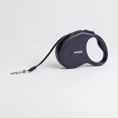 Petmax Рулетка для собак, M, до 20 кг, ремень 5 м, черная