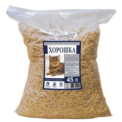 Наполнитель для кошачьего туалета ХОРОШКА древесный 45л (15кг)