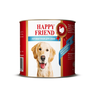 Корм для собак HAPPY FRIEND Каша с индейкой, бурым рисом и овощами 525г
