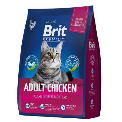 Brit Premium Adult Chicken Сухой корм для взрослых кошек, с курицей, 400 гр.