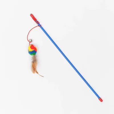 Petmax Игрушка для кошек Дразнилка с мячиком и перьями, длина 46 см