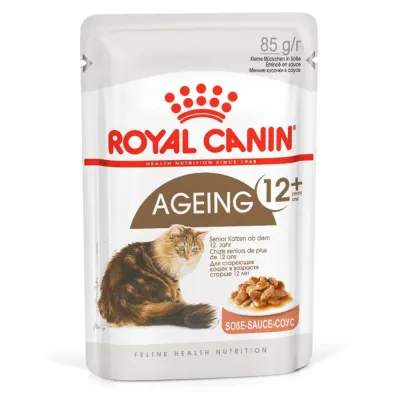 Royal Canin Ageing 12+ Влажный корм (пауч) для пожилых кошек старше 12 лет, кусочки в соусе, 85 гр.