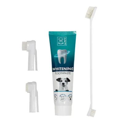 M-PETS Набор отбеливающий для ухода за зубами собак и кошек, 4 предмета