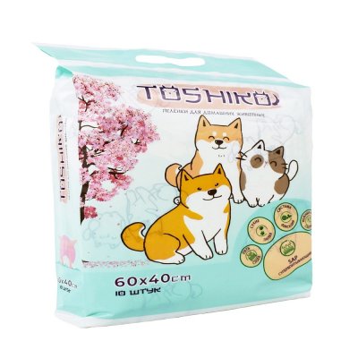 Пеленки TOSHIKO впитывающие одноразовые с суперабсорбентом аром.сакуры 60х40, 10 шт