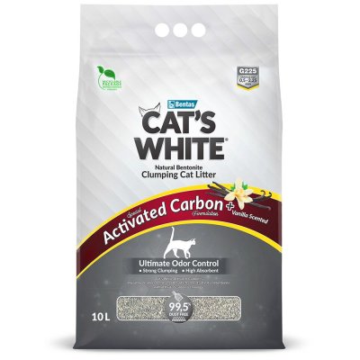 Наполнитель для кошачьего туалета CAT'S WHITE Vanilla комкующийся с аром. Ванили, 10л