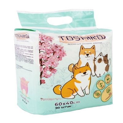 Пеленки TOSHIKO впитывающие одноразовые с суперабсорбентом аром.сакуры 60х40, 30 шт