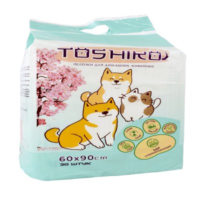 Пеленки TOSHIKO впитывающие одноразовые с суперабсорбентом аром.сакуры 60х60, 30 шт