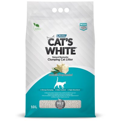 Cat's White Наполнитель из натуральной бентонитовой глины комкующийся для кошачьего туалета, 10 л (8,5 кг), с ароматом марсельского мыла