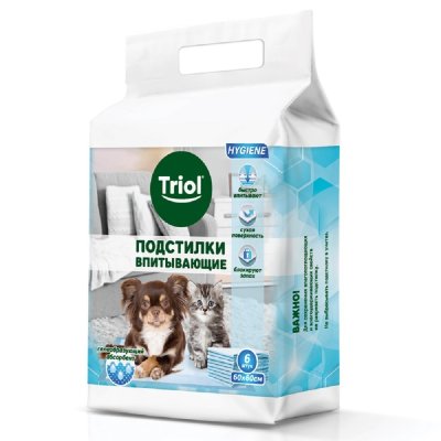 Пеленки впитывающие TRIOL серия Hygiene 60х60см, 6шт