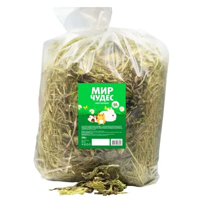 Мир чудес Сено луговое с подорожником для грызунов, 500 гр.