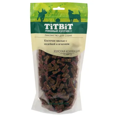 TiTBiT Лакомство Косточки мясные с индейкой и ягненком для собак, 370 гр.