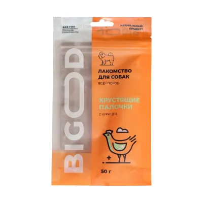 BIGOOD Лакомство Хрустящие палочки с курицей для собак, 50 гр.