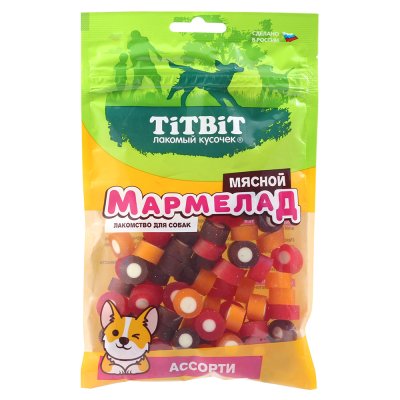 TiTBiT Лакомство Мармелад мясной ассорти для собак, 120 гр.