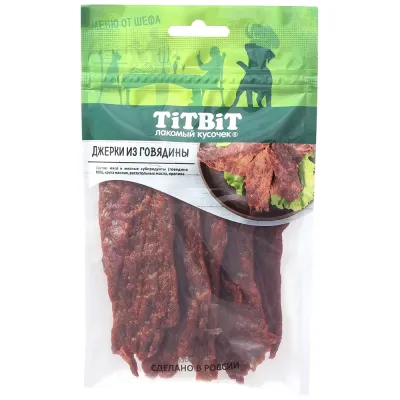 TiTBiT Лакомство Джерки мясные из говядины для собак, 70 гр.