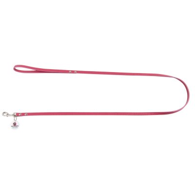 Поводок для собак Mr.Kranch из натуральной кожи с QR-адресником, розовый 130см 10мм