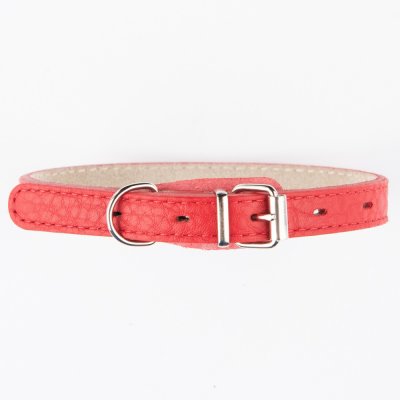 Ошейник для собак Mr.Kranch из натуральной кожи прямой, красный 29-35см