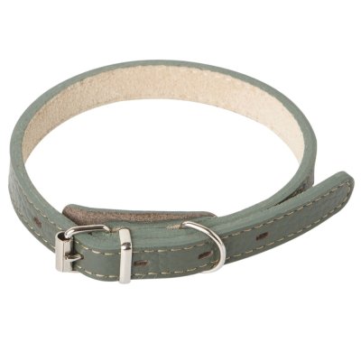 Ошейник для собак Mr.Kranch из натуральной кожи прямой, оливковый 17-20см